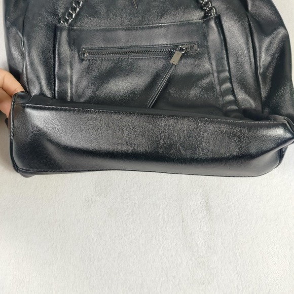 Simply Vera Wang Tote Bag Womens Black Faux Leather Chain Handles Kohl's Purse‎ - Picture 9 of 10